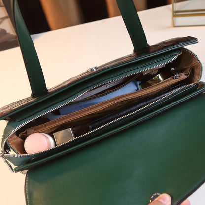 Embossed Koi Floral Green Handle Bag