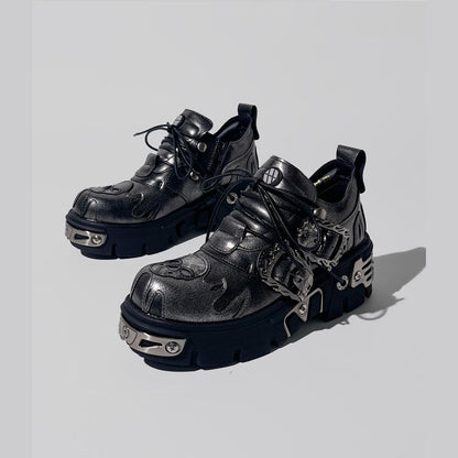 Black Cyberpunk Metal Platform Shoes
