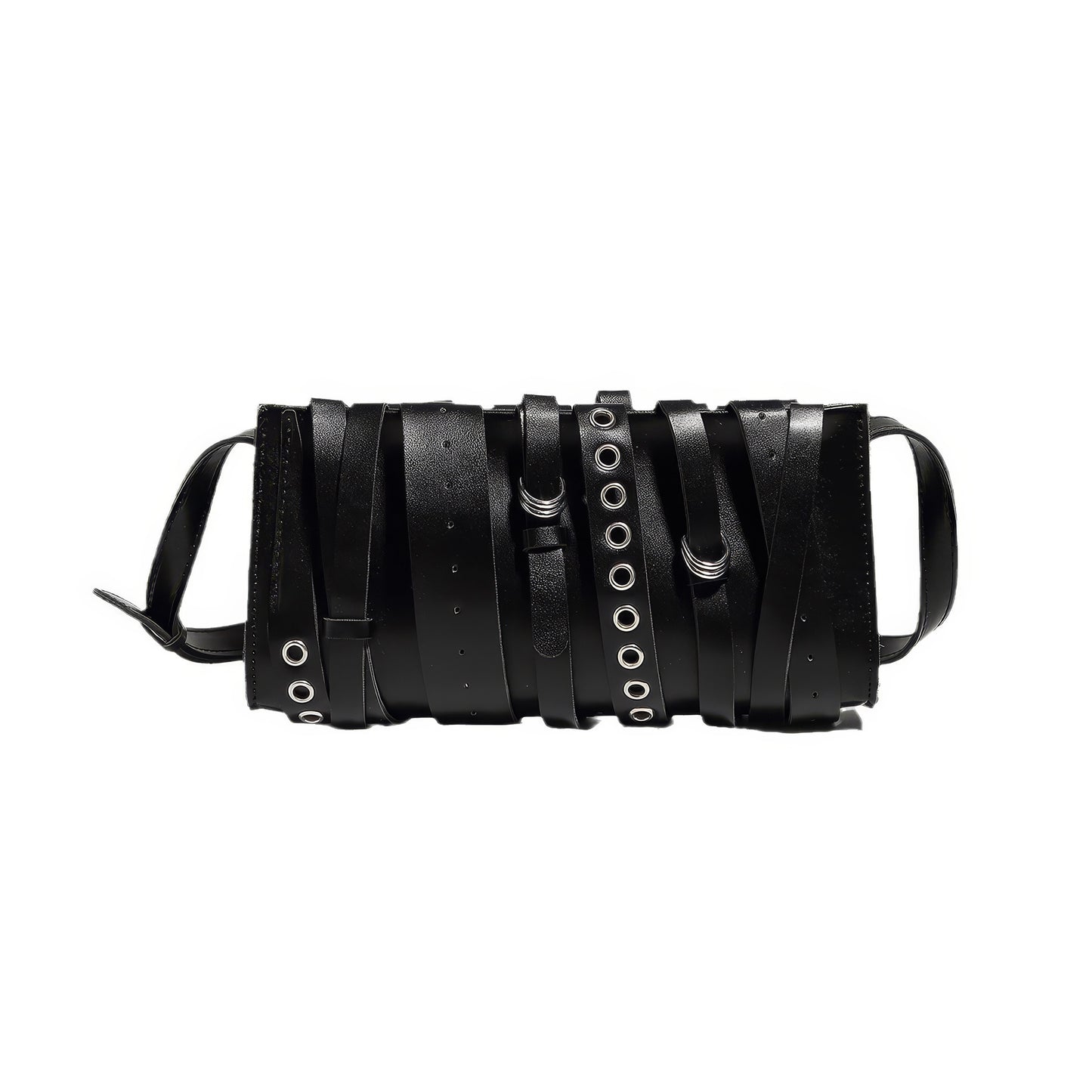Layered Strap Buckle Detail Crossbody Bag