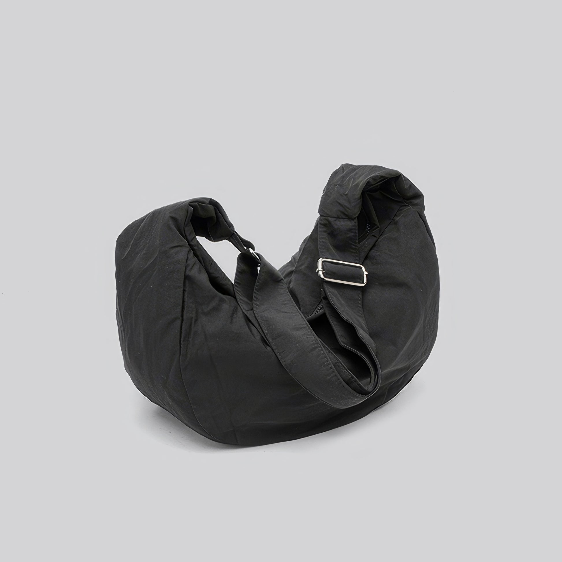 Soft Nylon Crescent Zip Shoulder Bag