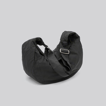 Soft Nylon Crescent Zip Shoulder Bag