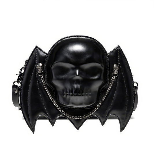 Bat Wing Skull Accent Shoulder Bag