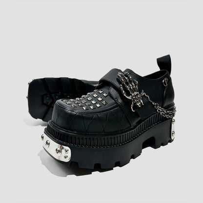 Black Chain Studded Platform Shoes