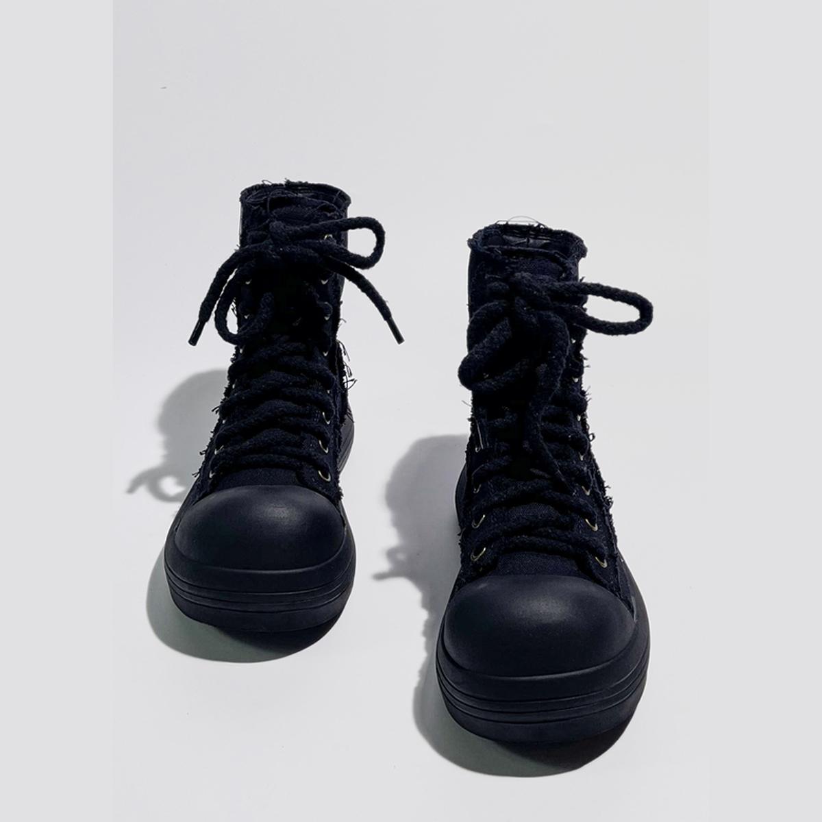 Frayed Canvas Platform Sneakers