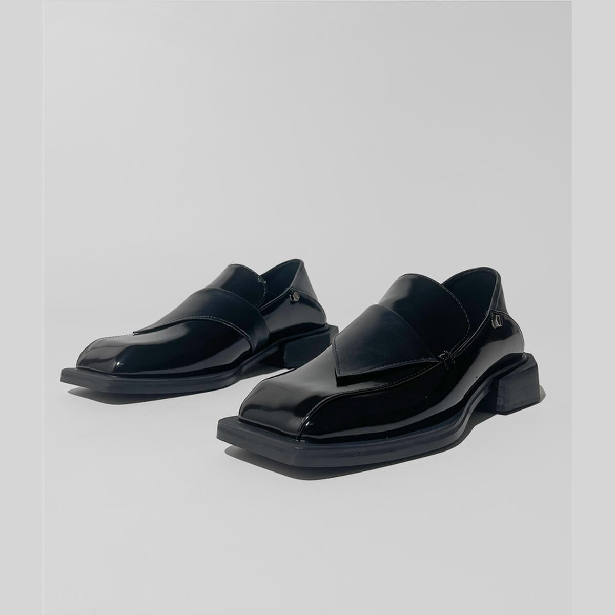 Geometric Square-Toe Loafers