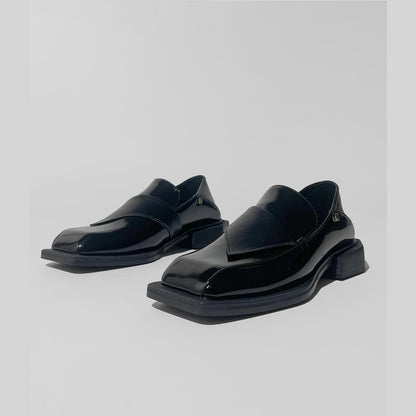 Geometric Square-Toe Loafers