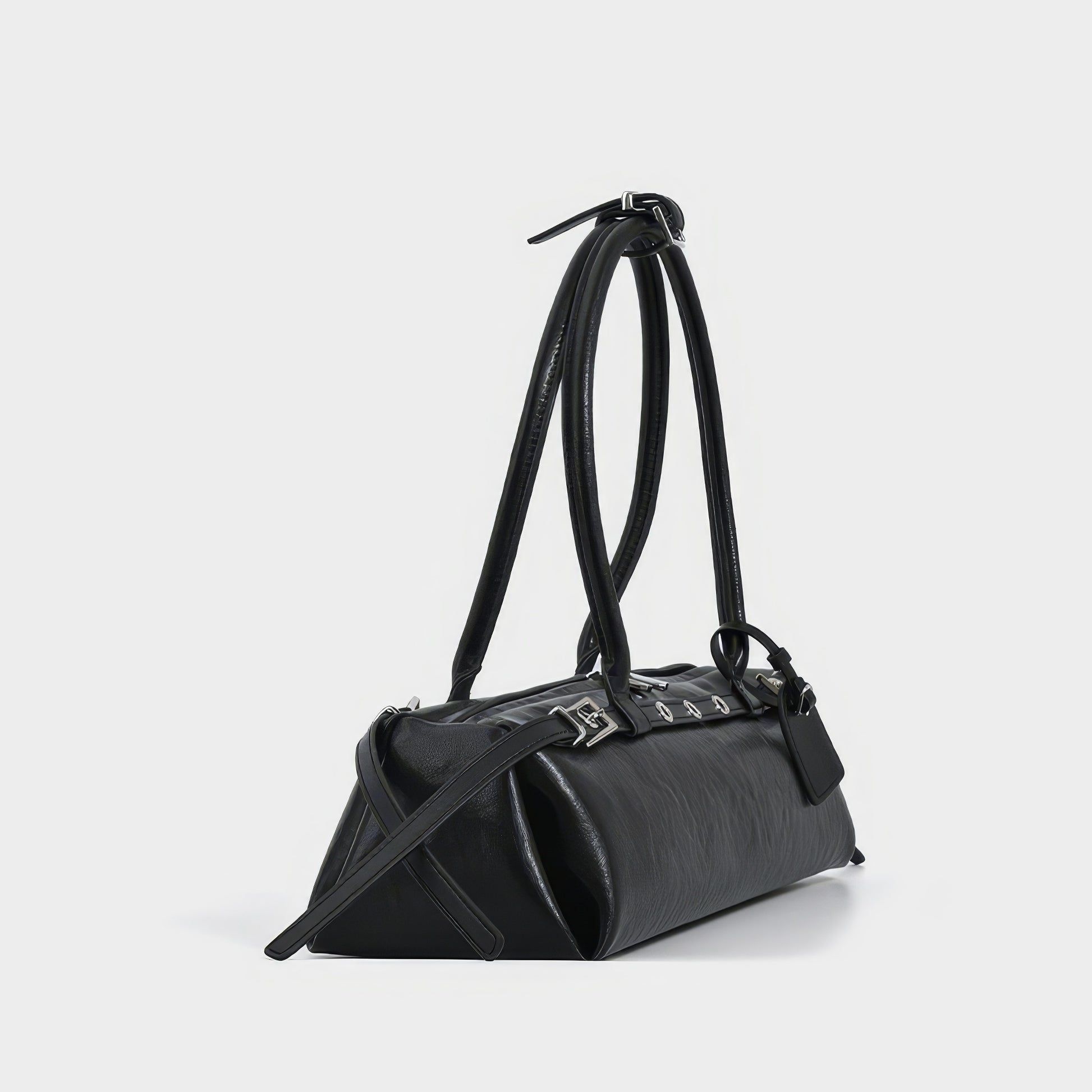 Buckle Strap Long Barrel Shoulder Bag