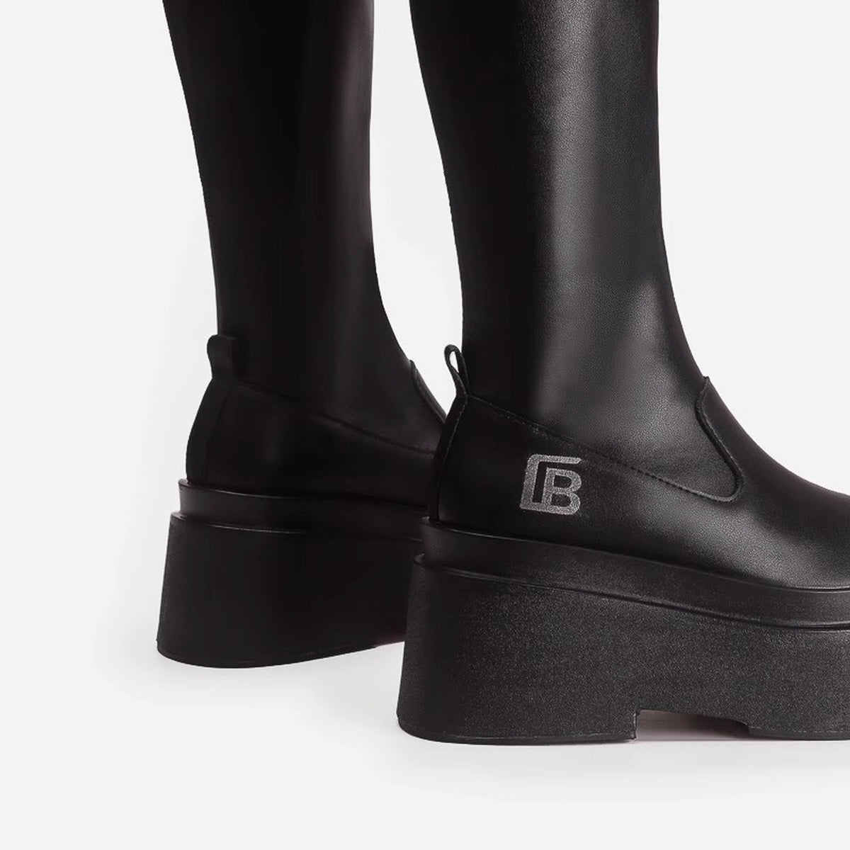 Black Sleek Platform Knee-High Boots