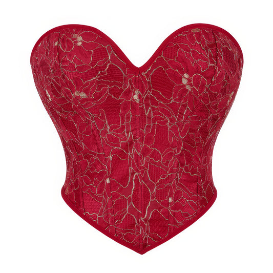 Floral Lace Jacquard Bustier Corset Top