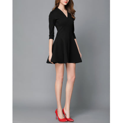 Flared V-Neck Tailored Mini Dress