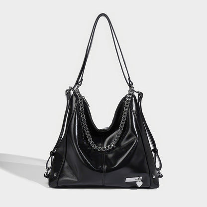 Chain Handle Glossy Triangle Backpack