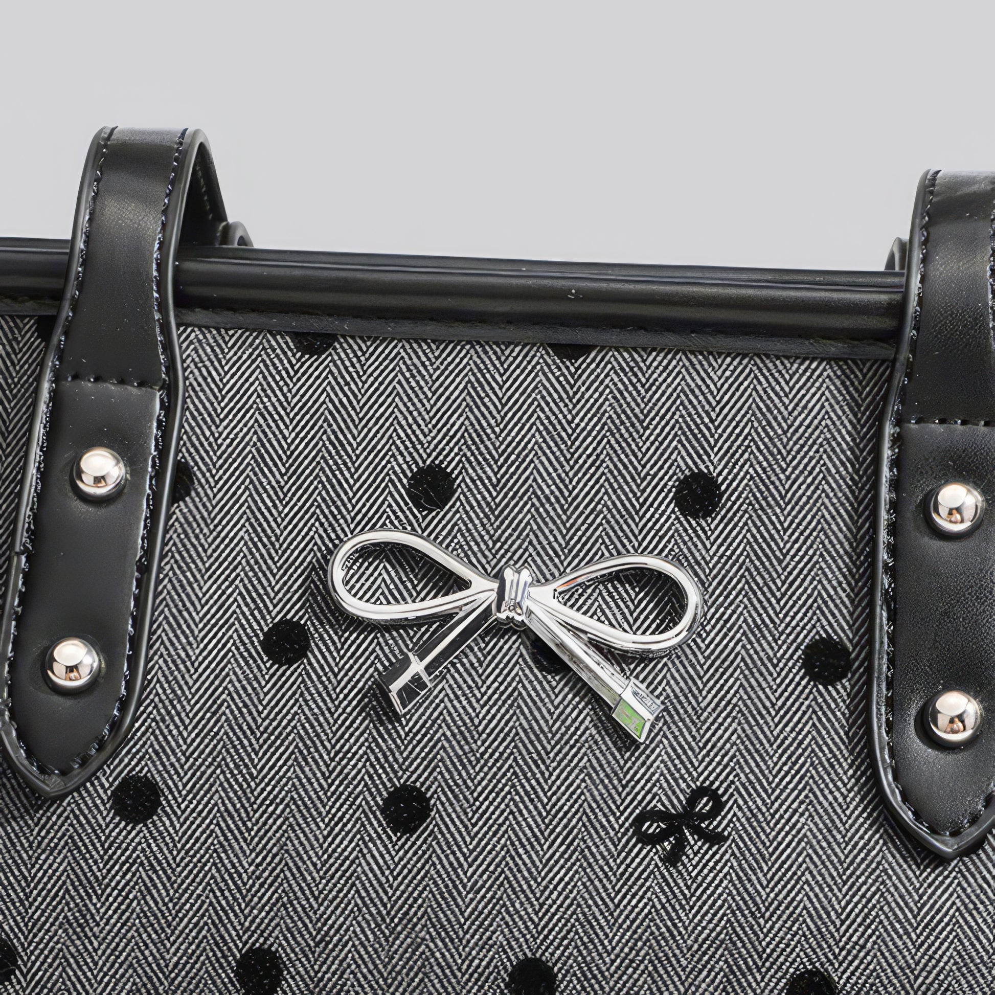 Reversible Dot Embroidery Bow Tote Bag