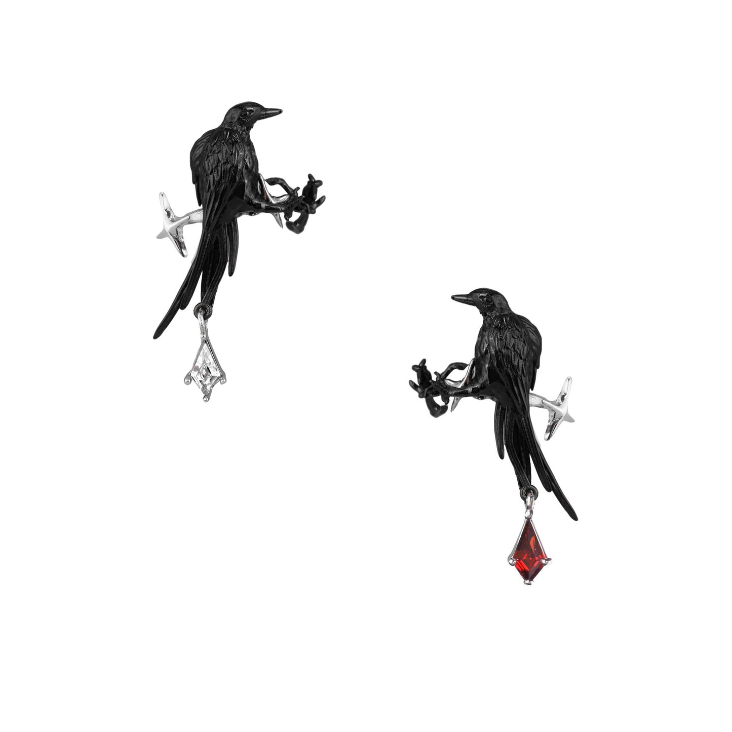 Black Bird Branch Drop Earrings