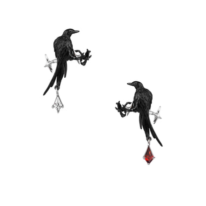 Black Bird Branch Drop Earrings