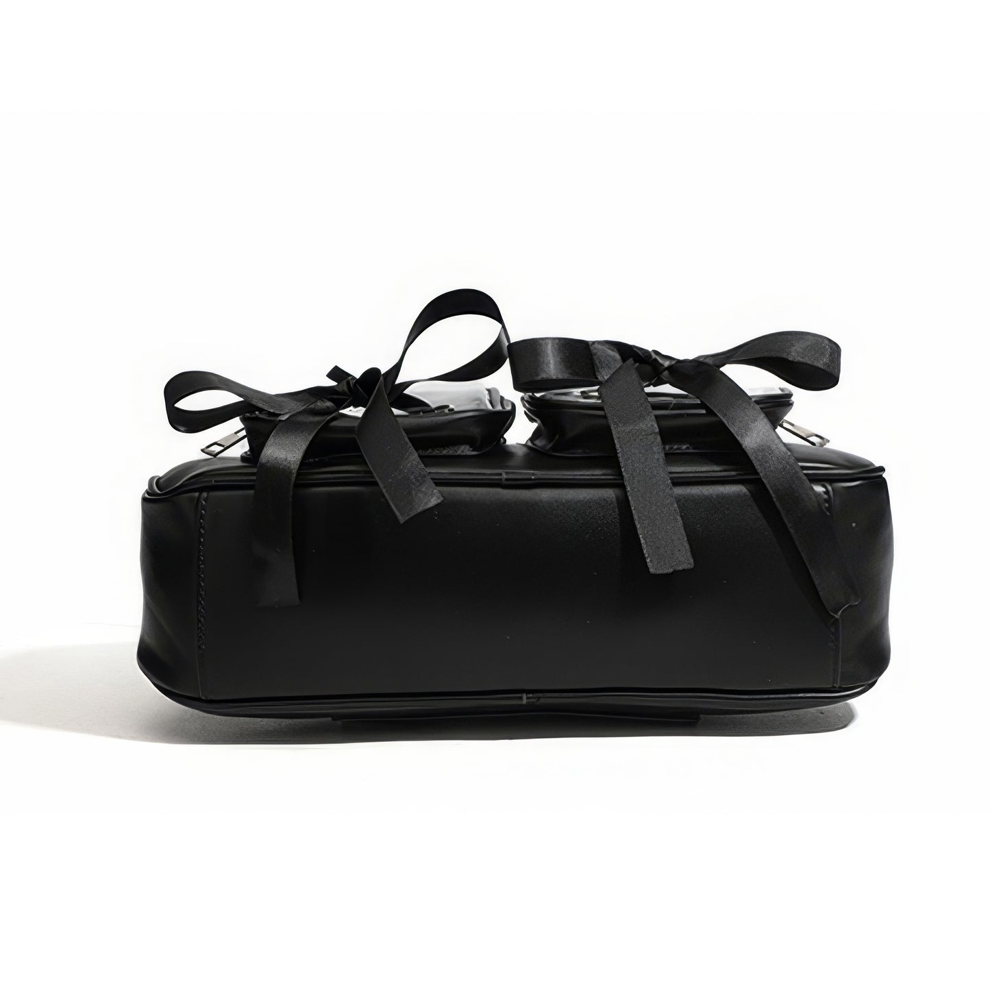 Patent Ribbon Detail Double Pocket Bag