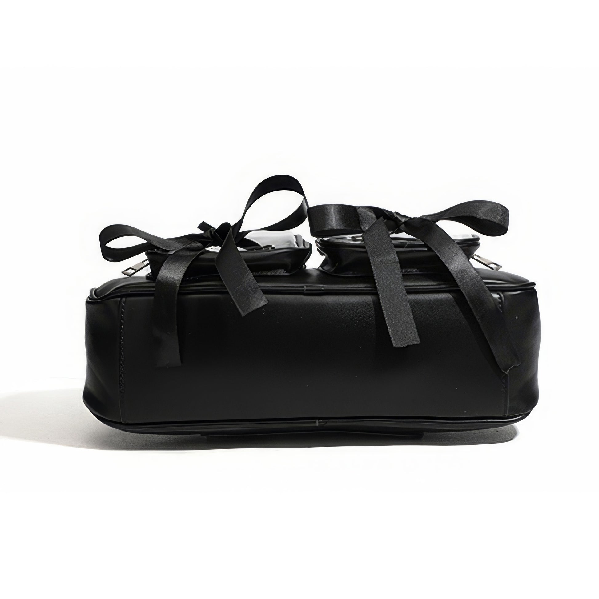 Patent Ribbon Detail Double Pocket Bag