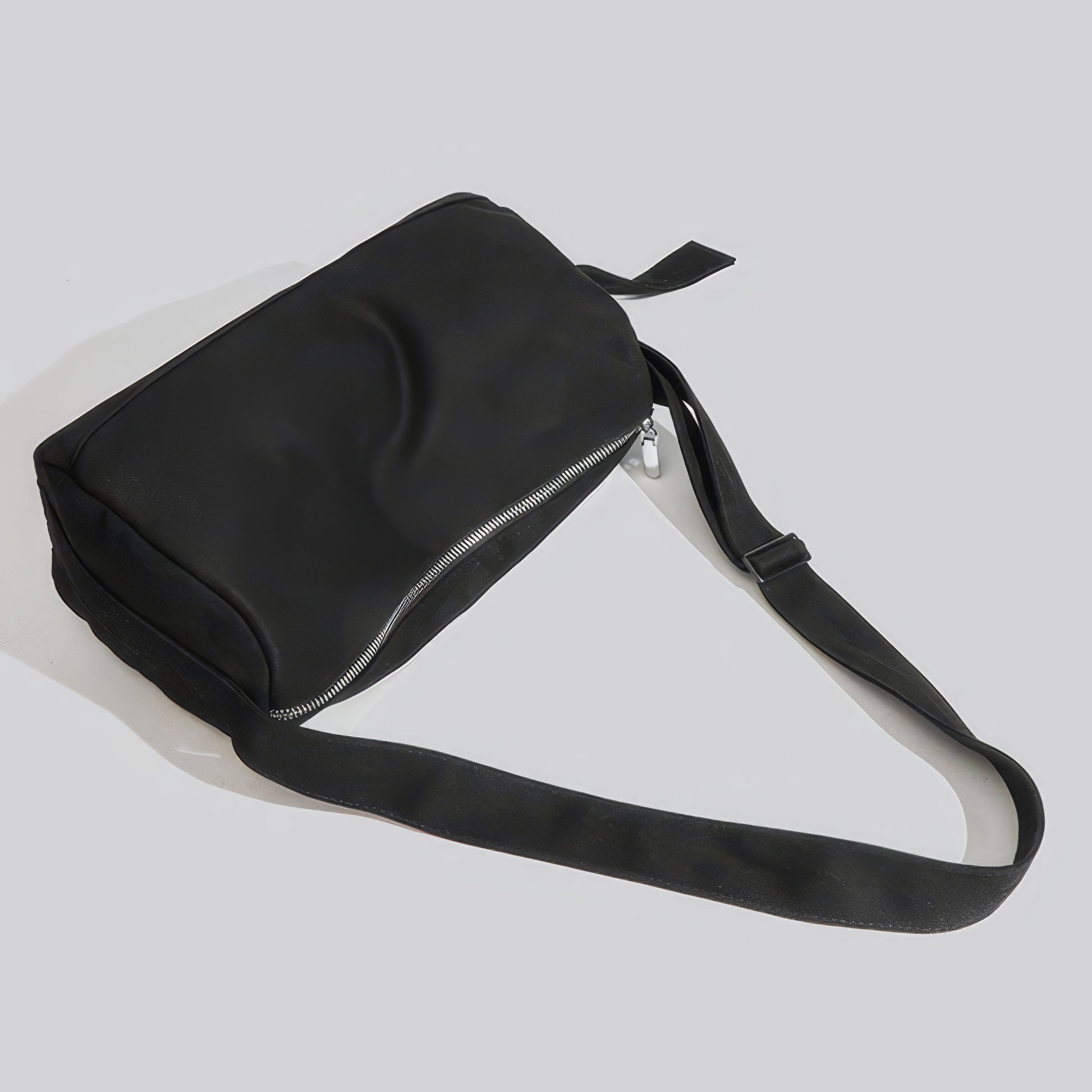 Asymmetrical Zip Canvas Shoulder Bag