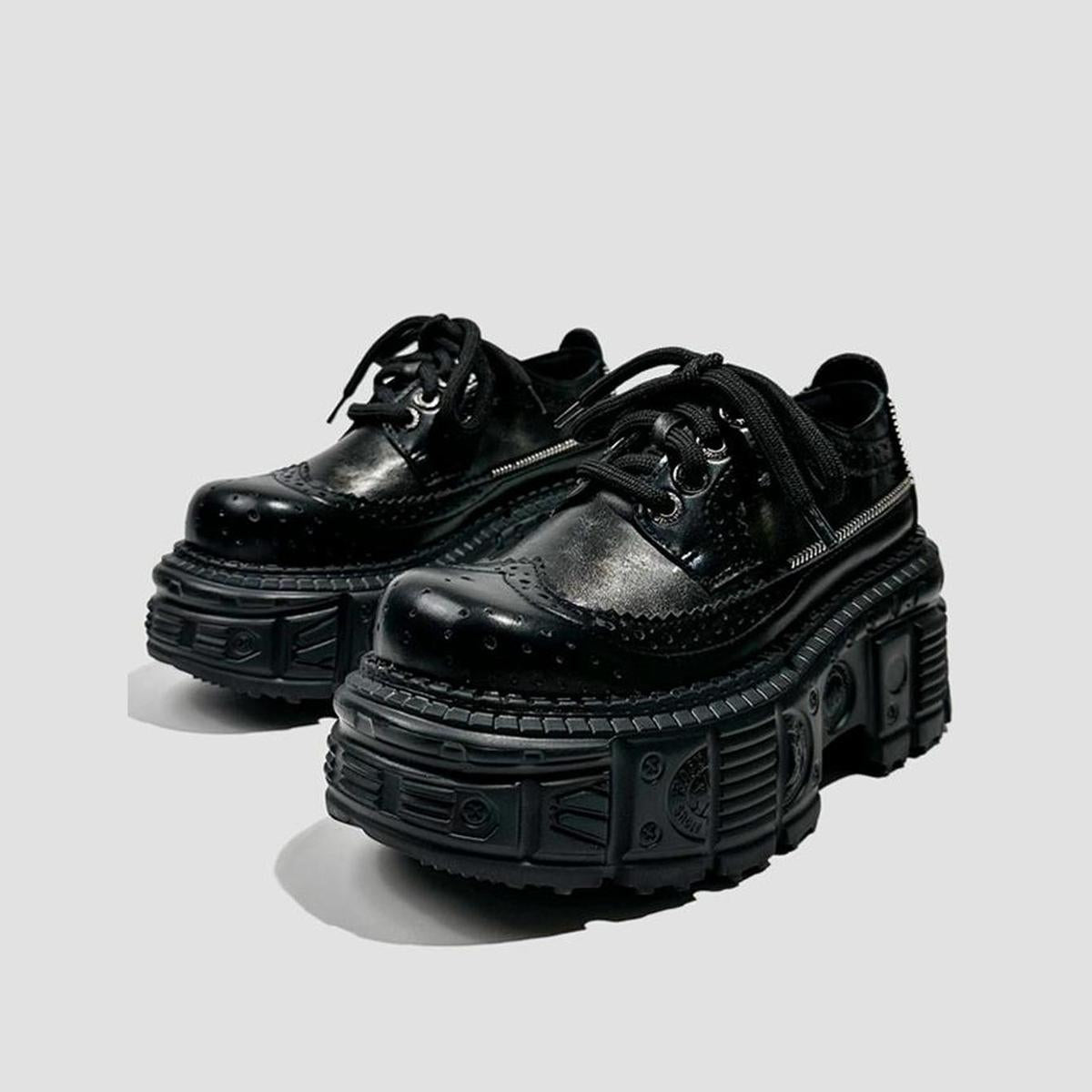 Black Brogue Platform Shoes