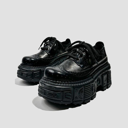 Black Brogue Platform Shoes