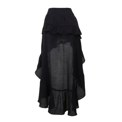Black High-Low Ruffle Skirt