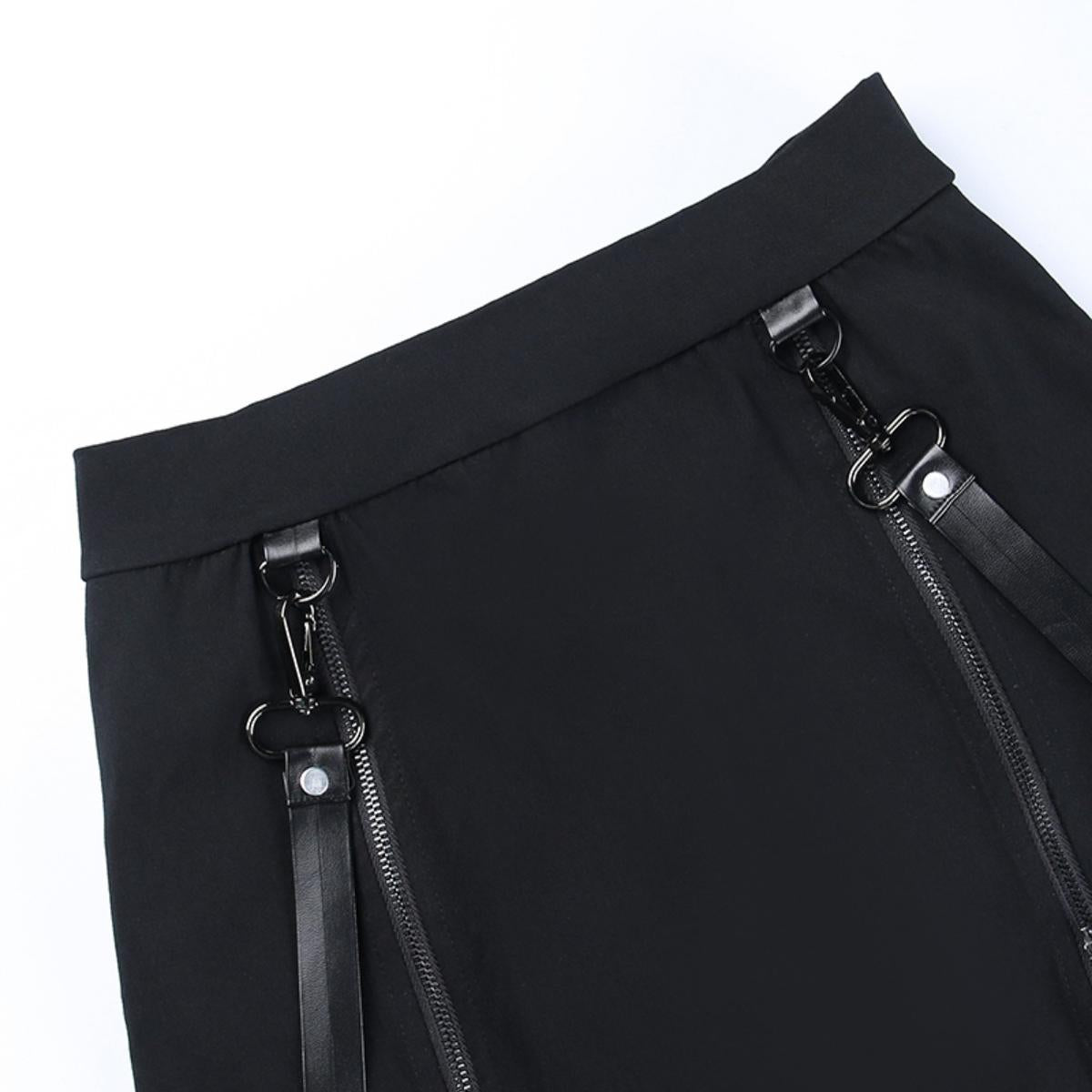 Zip Split Strap Mini Skirt