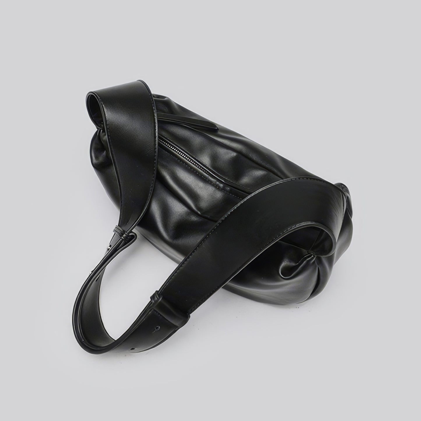 Smooth Faux Leather Crescent Shoulder Bag