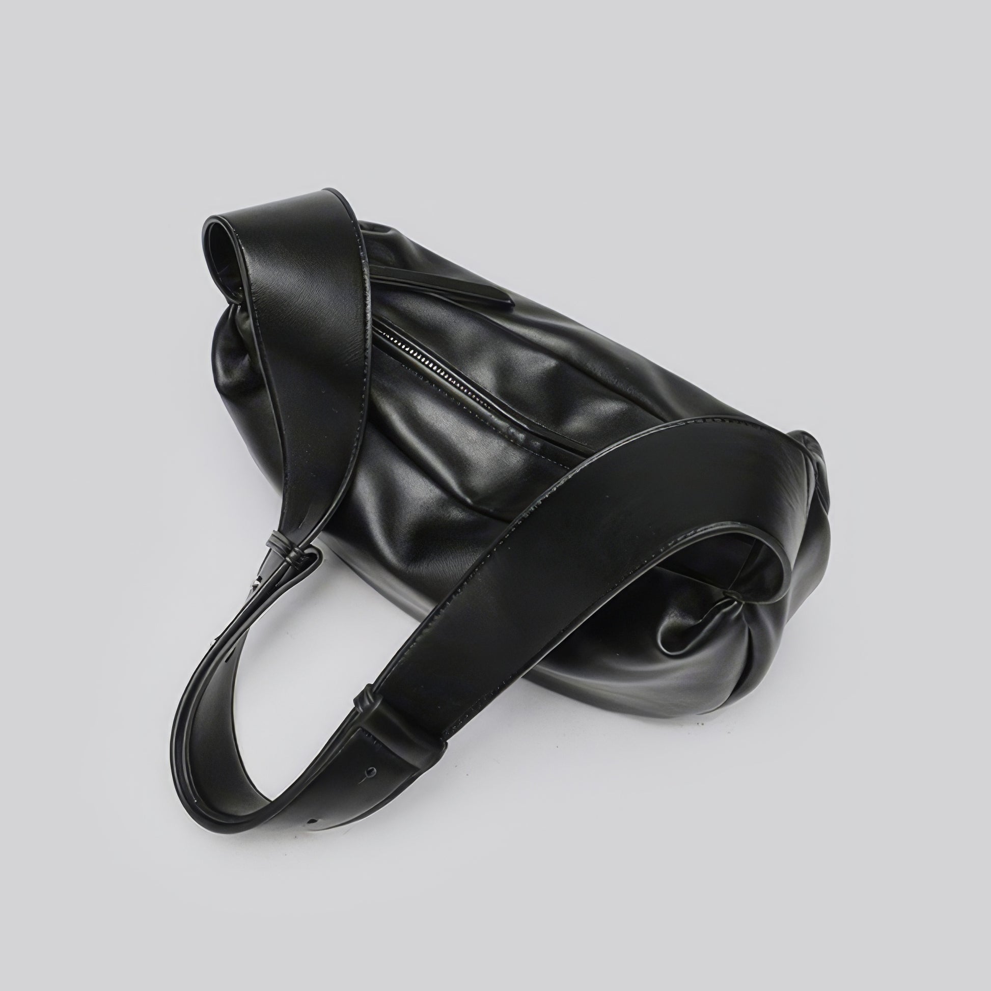 Smooth Faux Leather Crescent Shoulder Bag