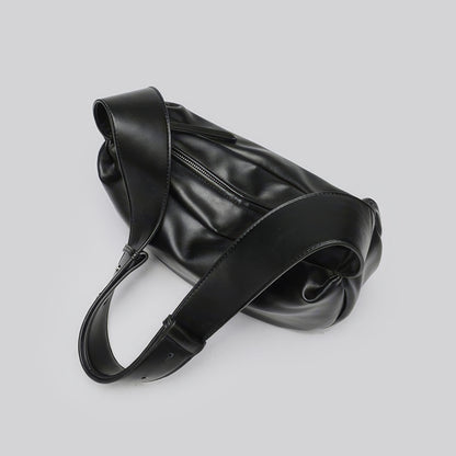 Smooth Faux Leather Crescent Shoulder Bag