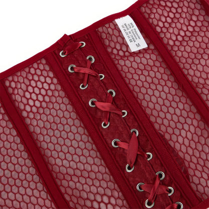 Mesh Panel Fishnet Corset Top