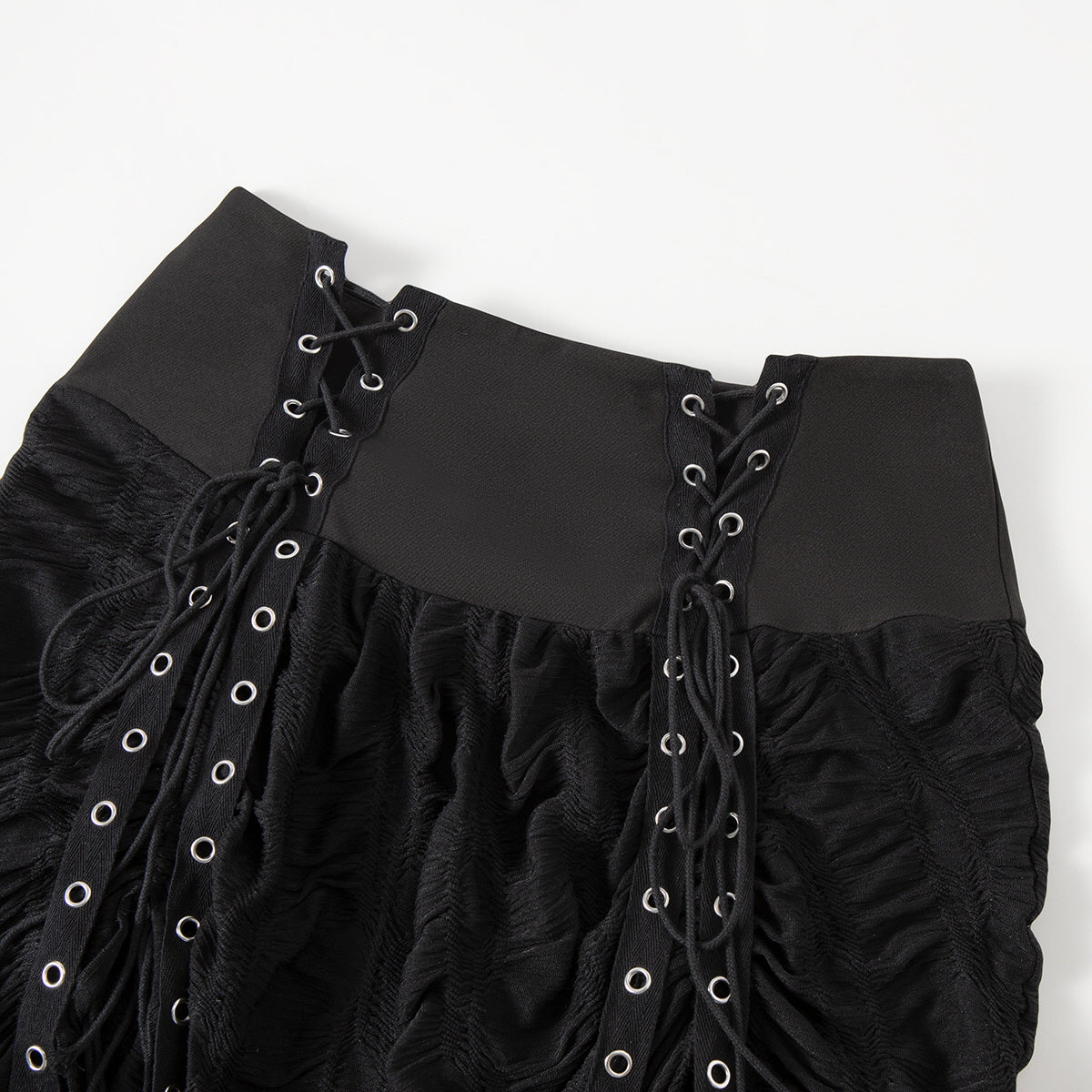 Lace Panel High-Waist Skirt