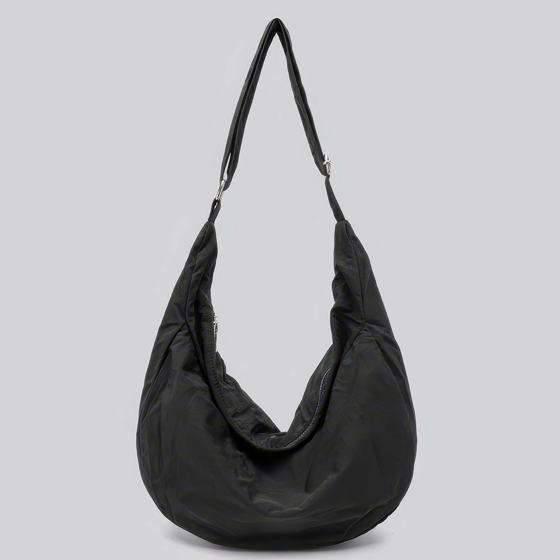 Soft Nylon Crescent Zip Shoulder Bag