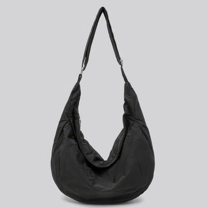 Soft Nylon Crescent Zip Shoulder Bag
