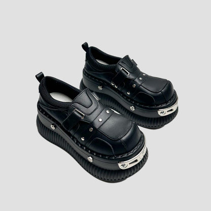 Black Metal-Plated Platform Sneakers