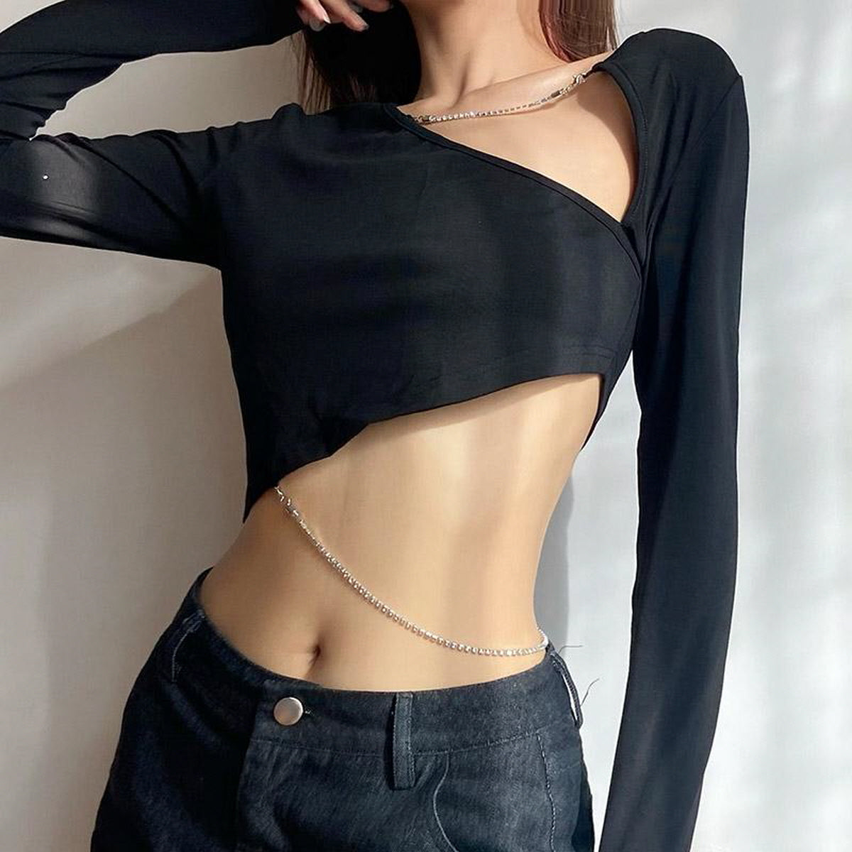 Asymmetrical Chain Cropped Top