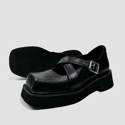 Black Platform Strap Mary Janes