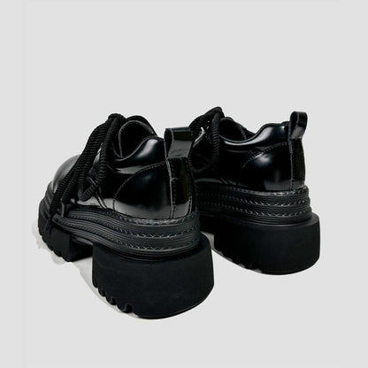 Black Chunky Rope Lace Platform Shoes