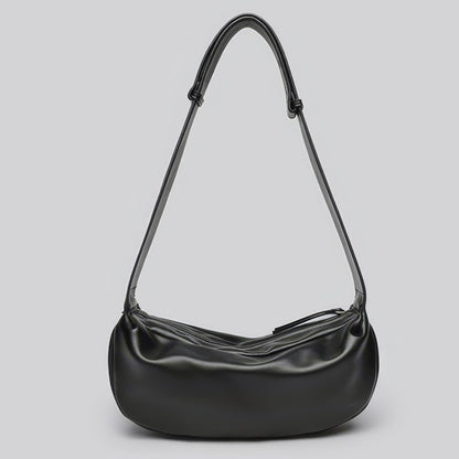 Smooth Faux Leather Crescent Shoulder Bag