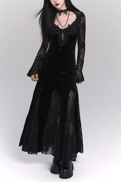 Black Lace Mermaid Dress