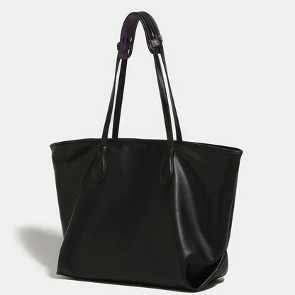 Dual Strap Detail Soft Leather Tote Bag