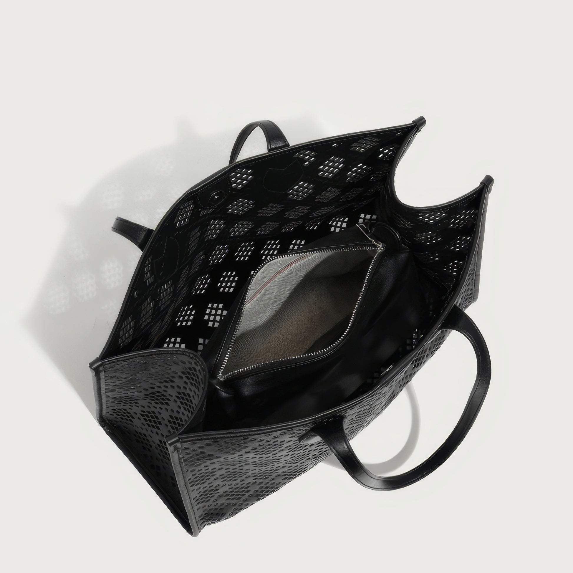 Geometric Cutout Oversized Faux Leather Tote