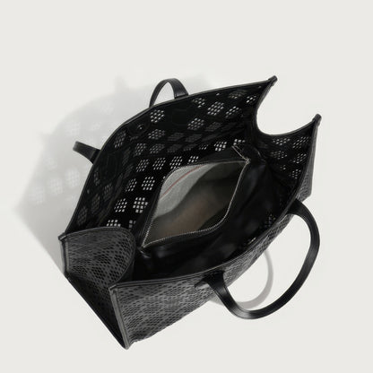 Geometric Cutout Oversized Faux Leather Tote