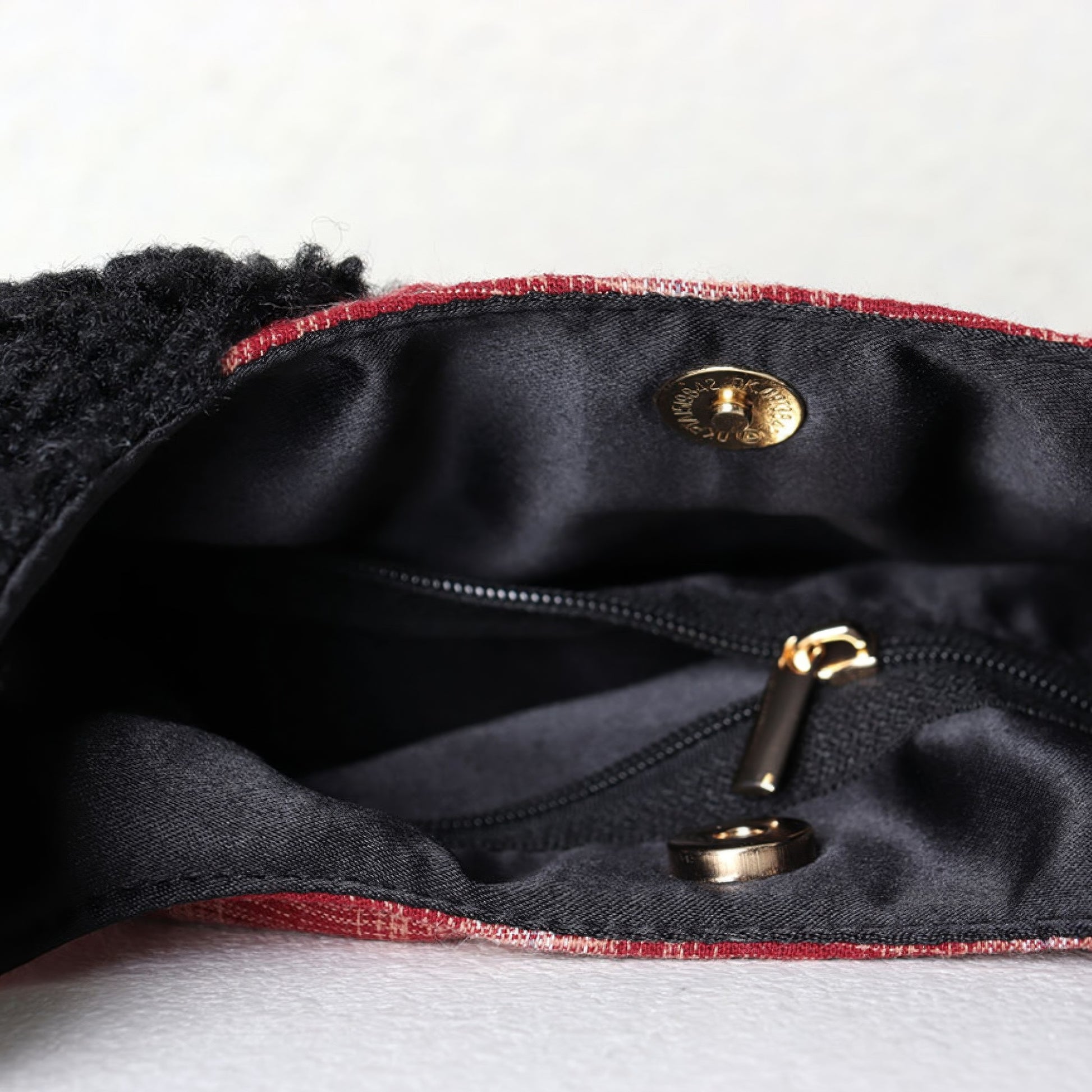Plaid Fleece Cat Accent Mini Shoulder Bag