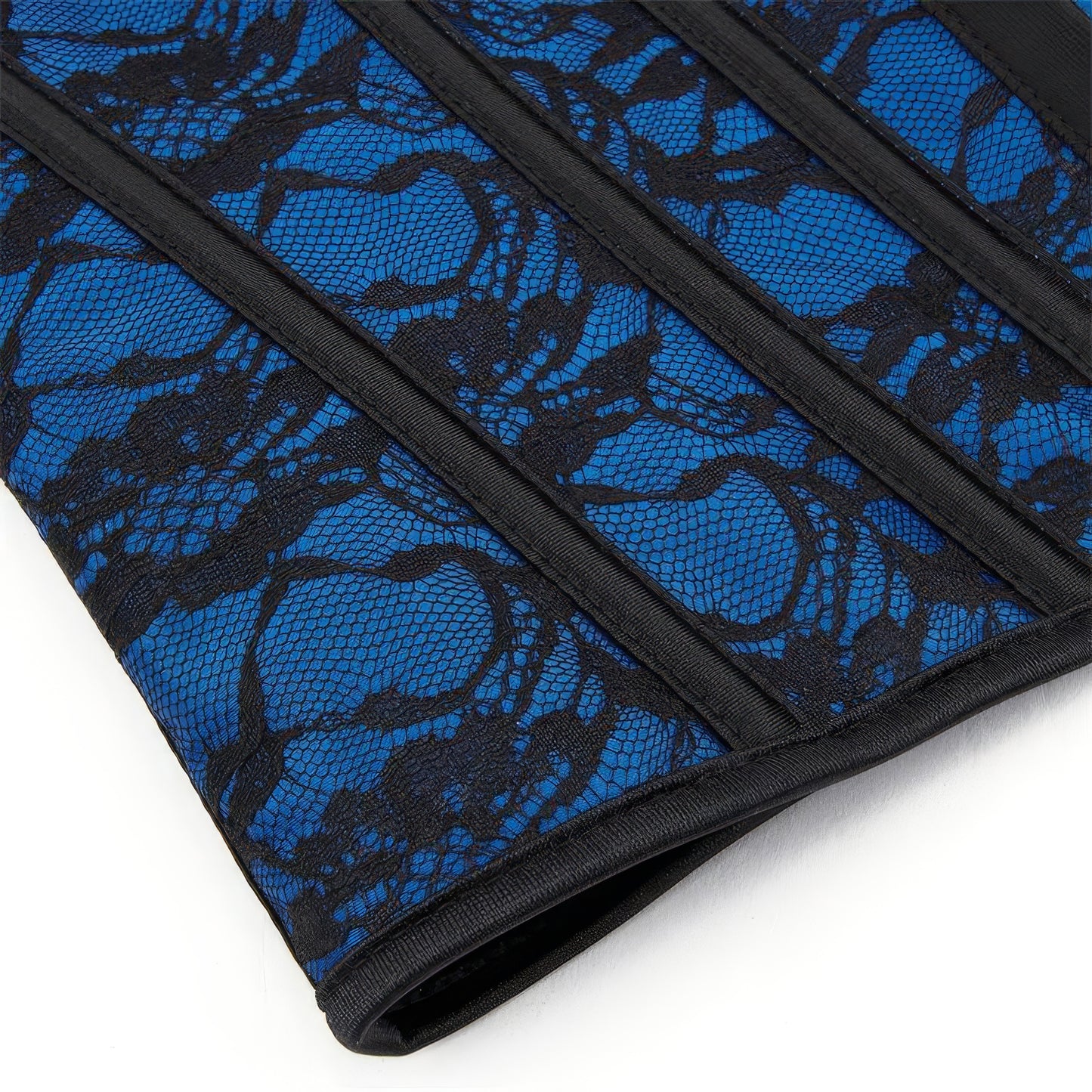 Blue Lace Overlay Bustier Corset