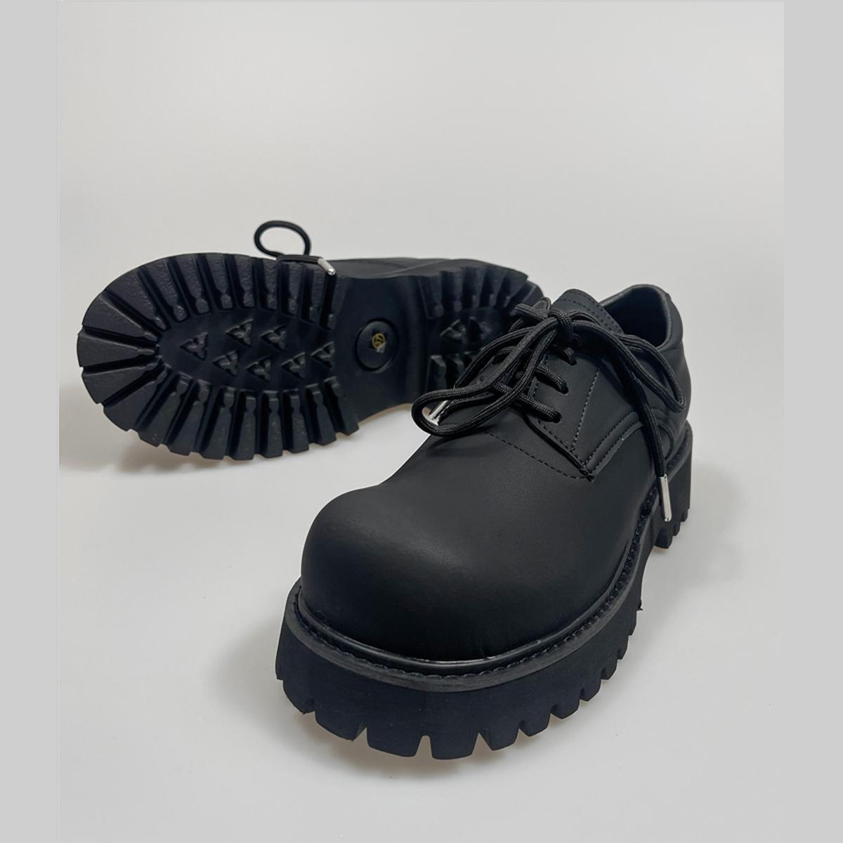 Black Matte Chunky Derby Shoes