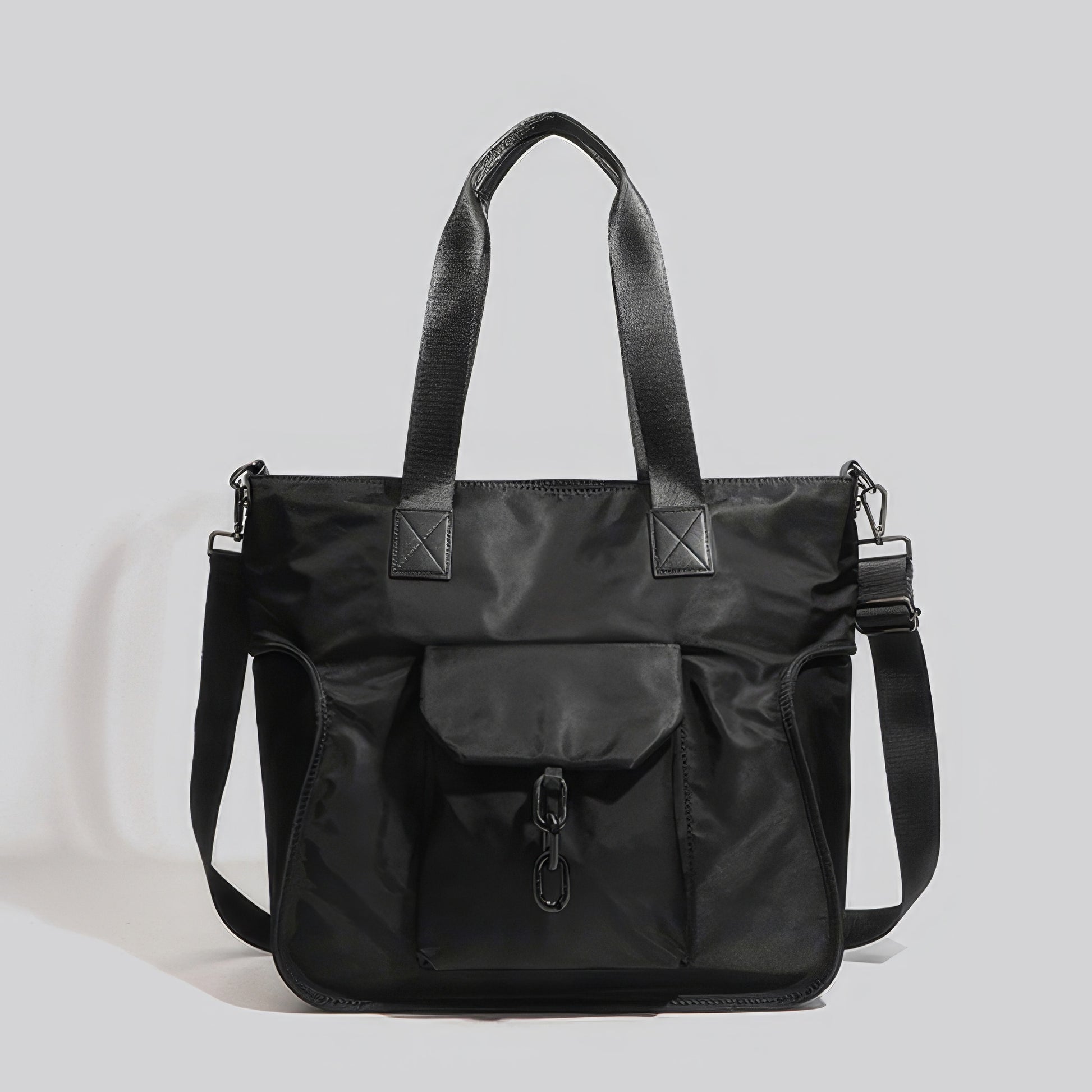 Utility Pocket Nylon Shoulder Tote Bag