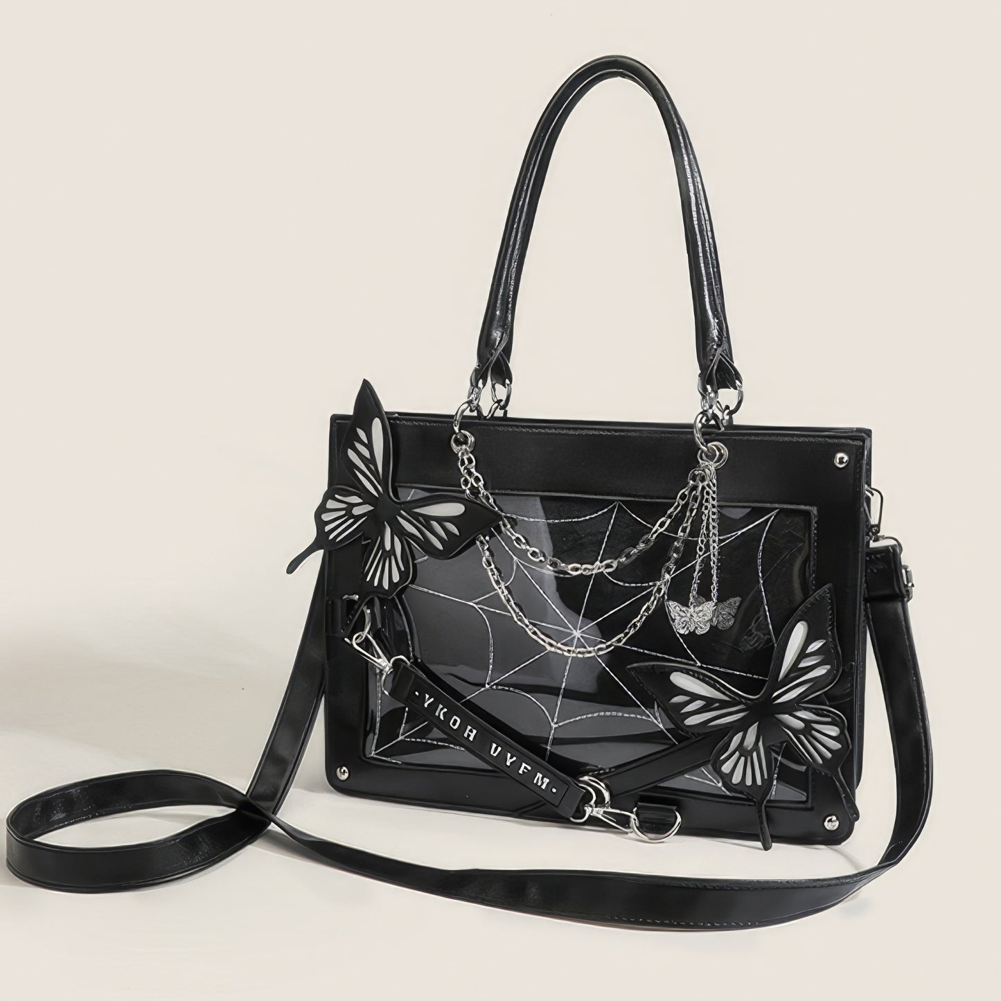 Butterfly Chain Panel Satchel Bag