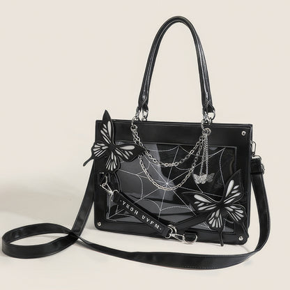 Butterfly Chain Panel Satchel Bag
