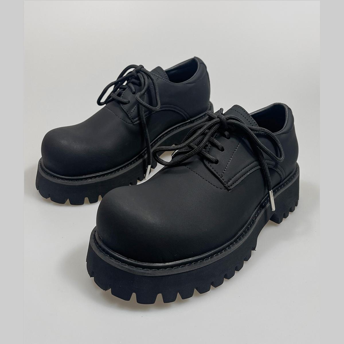 Black Matte Chunky Derby Shoes