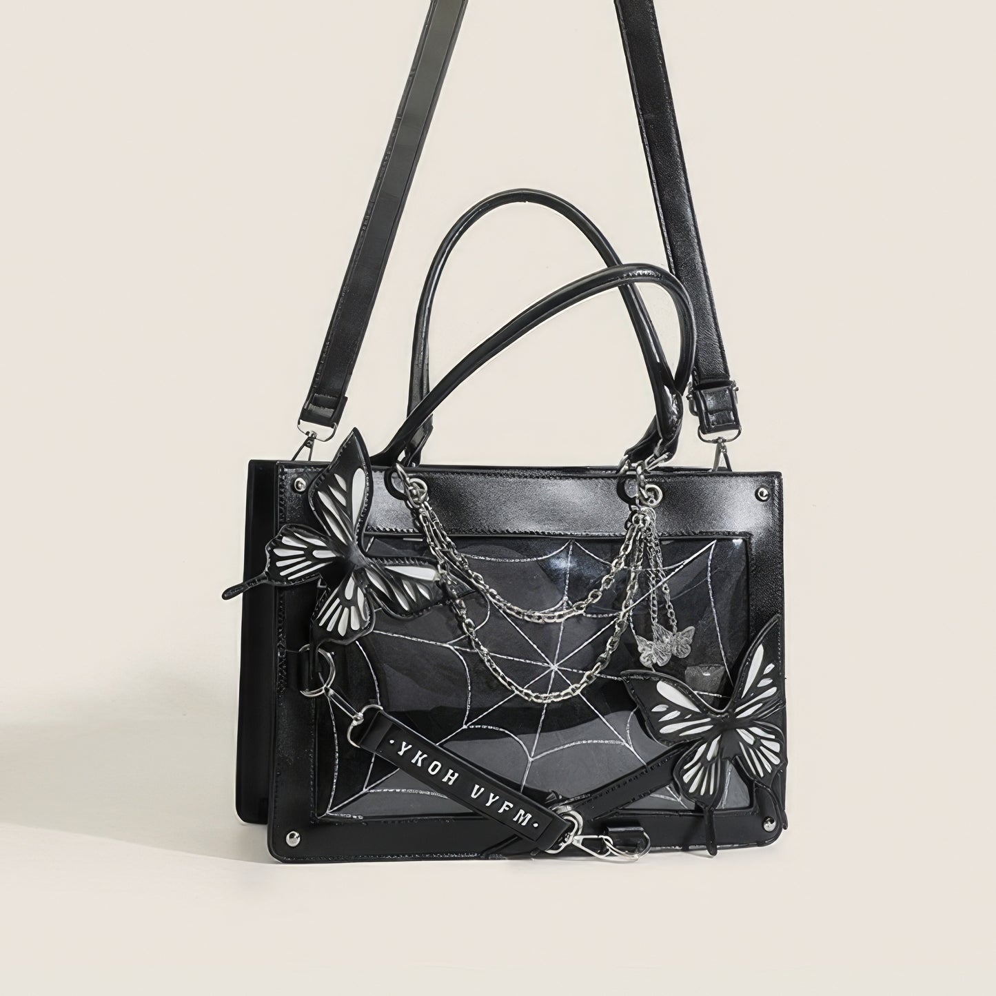 Butterfly Chain Panel Satchel Bag