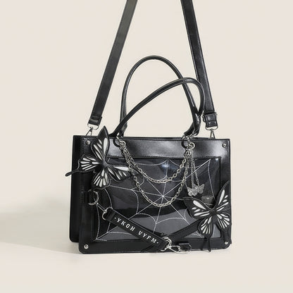 Butterfly Chain Panel Satchel Bag